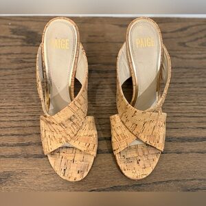 PAIGE Women's Neutral Cork Open Toed Mules Size 8.5